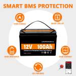 LiFePO4 แบตเตอรี่เก็บพลังงานแสงอาทิตย์ 12V 100Ah